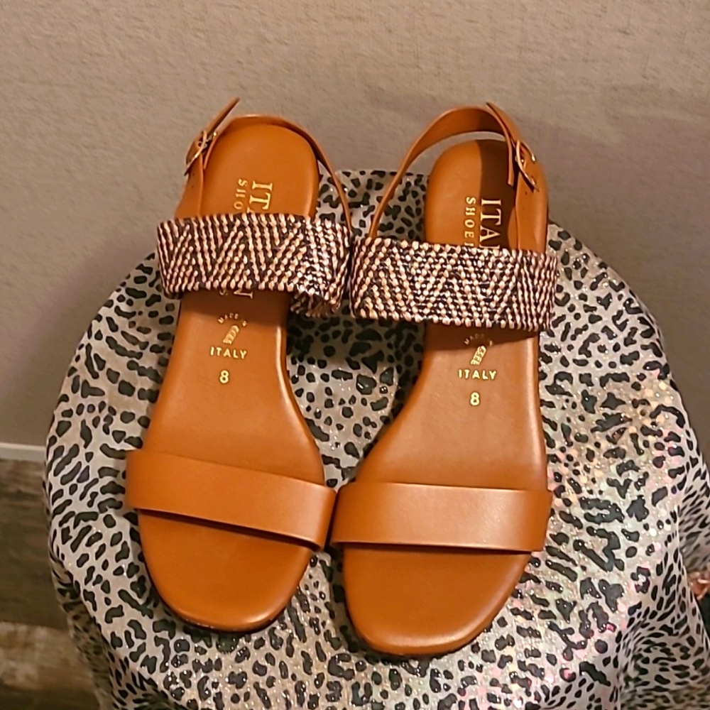 Italian Shoemakers Tan and Brown Sandals
